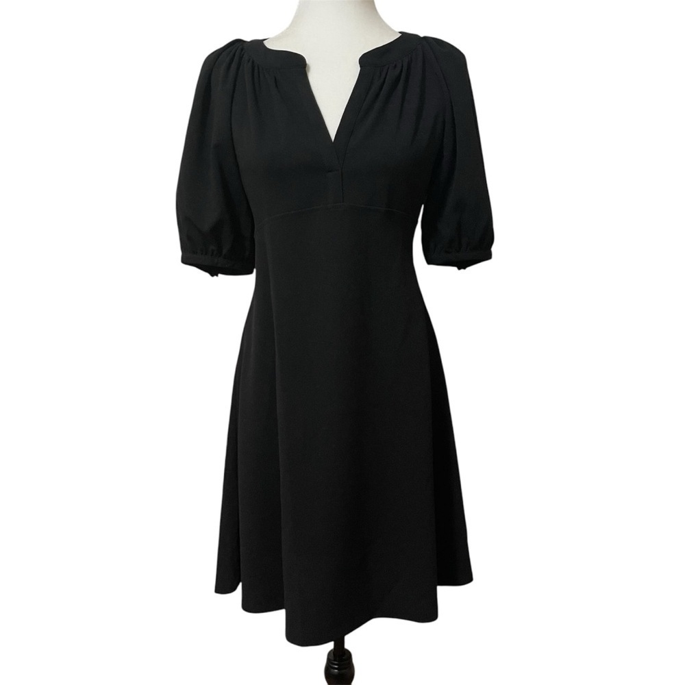 Calvin Klein Black Puff Sleeves Flare Knee Length Dress US 6